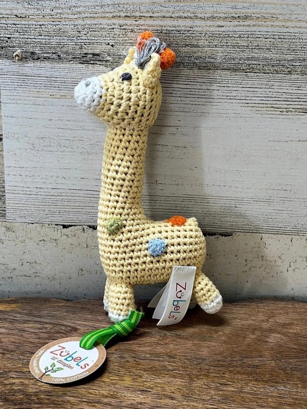 Zubels Lil' Dimples Giraffe Rattle Crochet Plush Toy